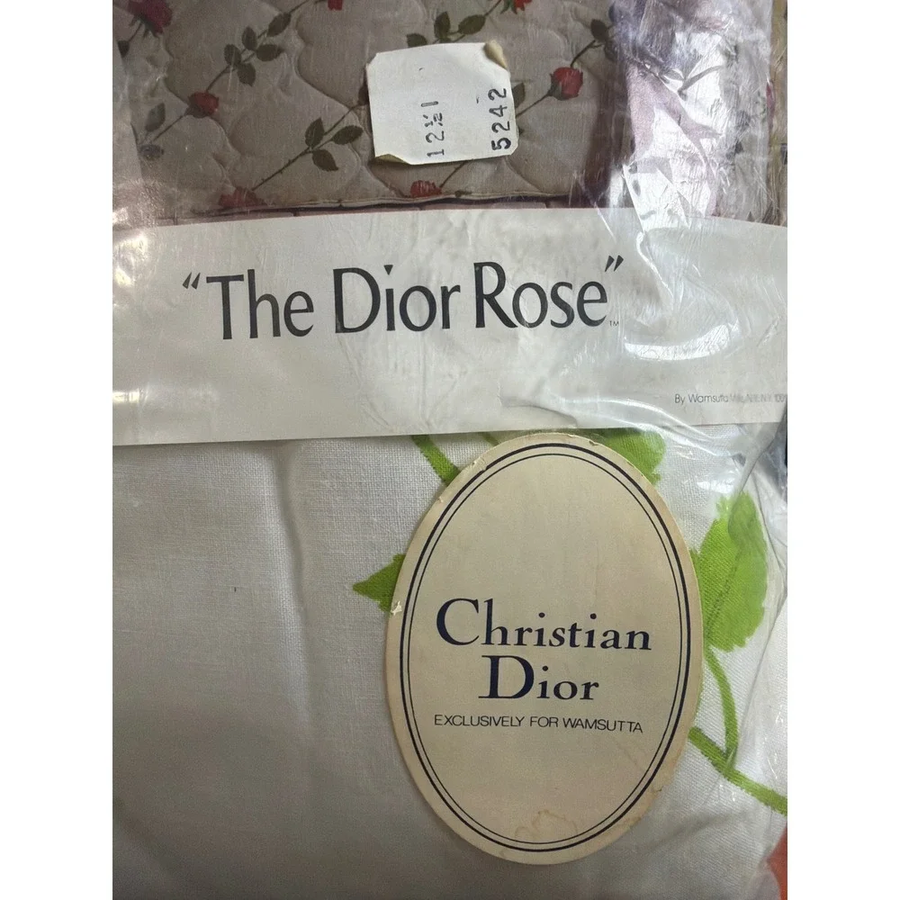 Vintage Christian Dior Wamsutta The Dior Rose Twin Quilted Bedspread USA *read